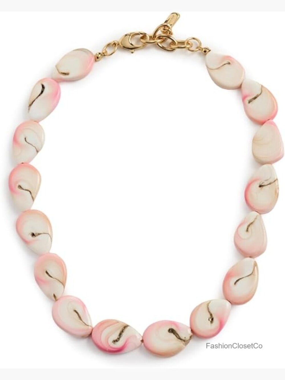 Imitation Seashell Necklace Gold Plated Brass 18k Lobster Clasp